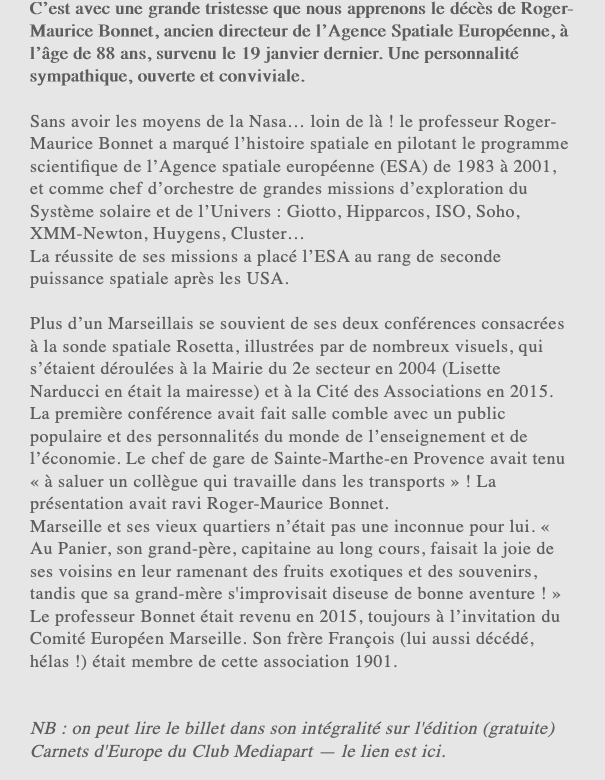 C’est avec une grande tristesse